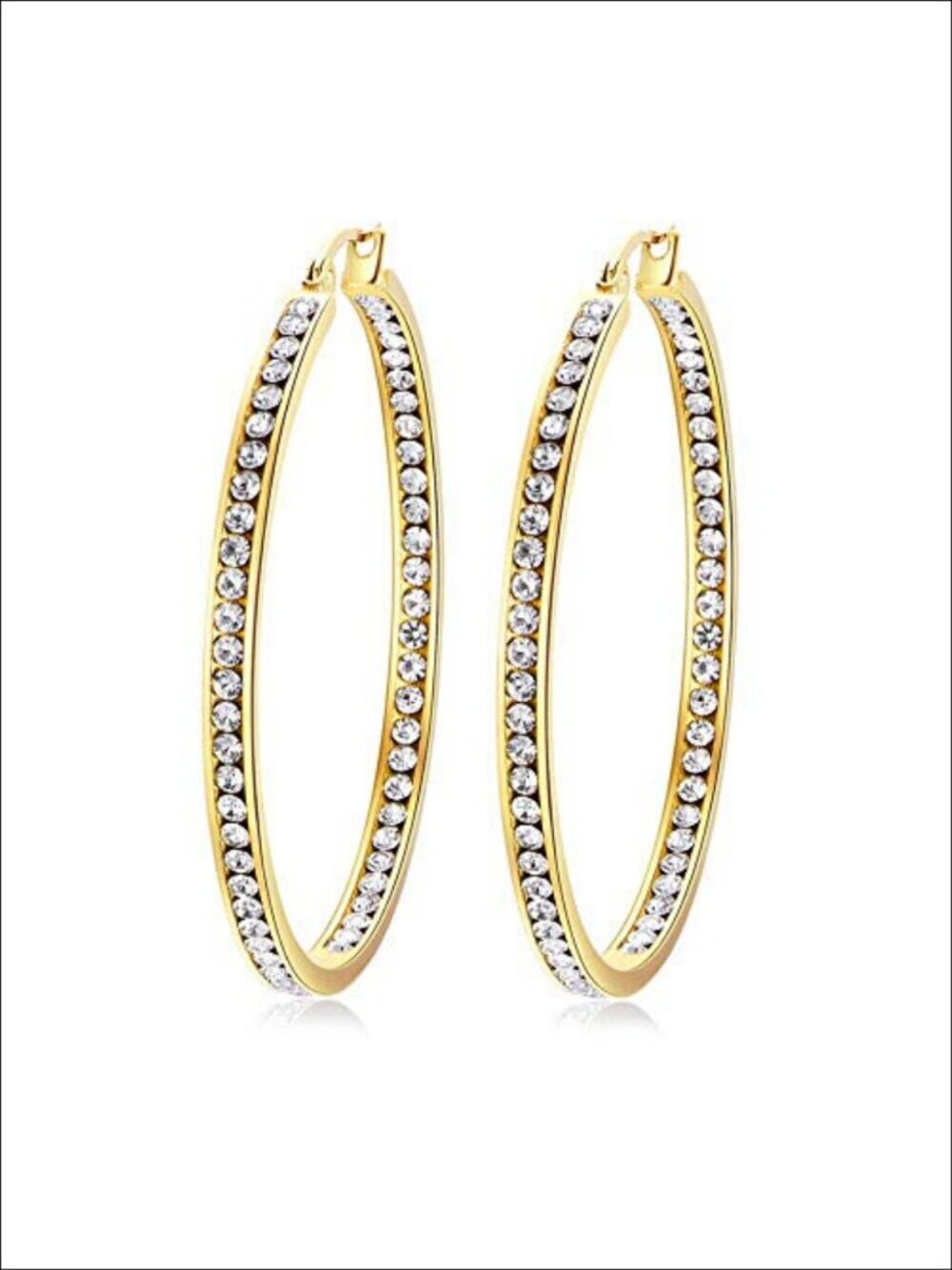 18K Yellow Gold Plated Stainless Steel Hoop Earrings Hypoallergenic 2 inch